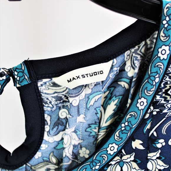 Max Studio | Blue & White BOHO Print Summer Dress - Picture 2 of 7